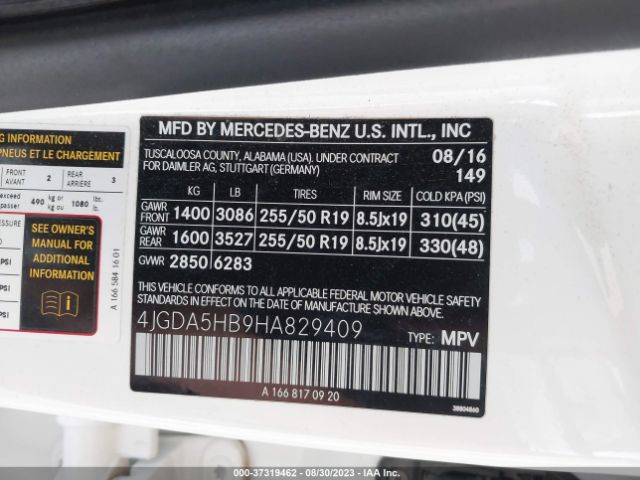 4JGDA5HB9HA829409 Mercedes-Benz Gle Gle 350