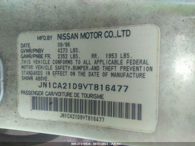 1997 NISSAN MAXIMA GXE/SE/GLE VIN: JN1CA21D9VT816477