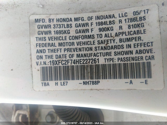 Honda CIVIC EX 2017 19XFC2F74HE227261 Image 9