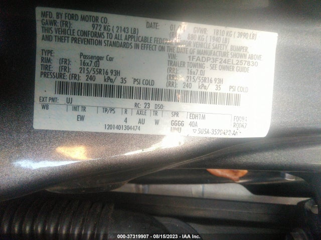 Ford FOCUS SE 2014 1FADP3F24EL257830 Image 9