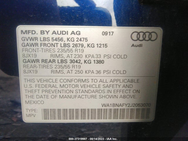 WA1BNAFY2J2053070 Audi Q5 Premium Plus