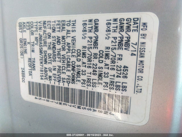 Nissan Rogue Select S 2014 JN8AS5MV7EW718154 Image 9
