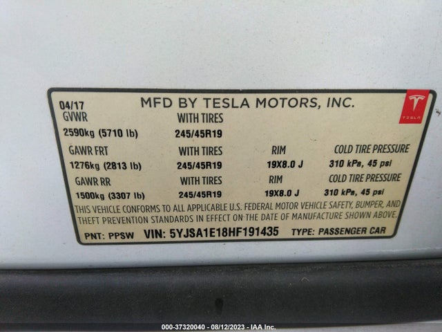 5YJSA1E18HF191435 Tesla Model S 60/75