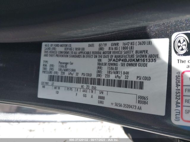3FADP4BJ0KM161335 Ford FIESTA SE