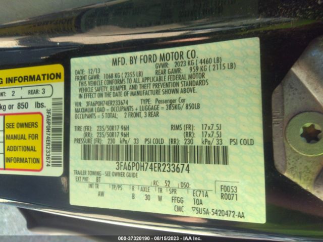 3FA6P0H74ER233674 Ford FUSION SE