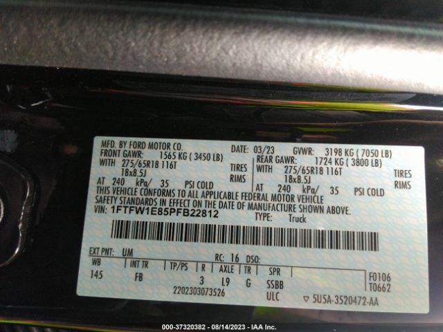 1FTFW1E85PFB22812 Ford F-150 Xl/xlt/lariat
