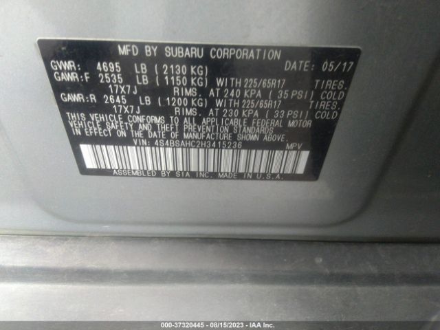4S4BSAHC2H3415236 Subaru Outback Premium