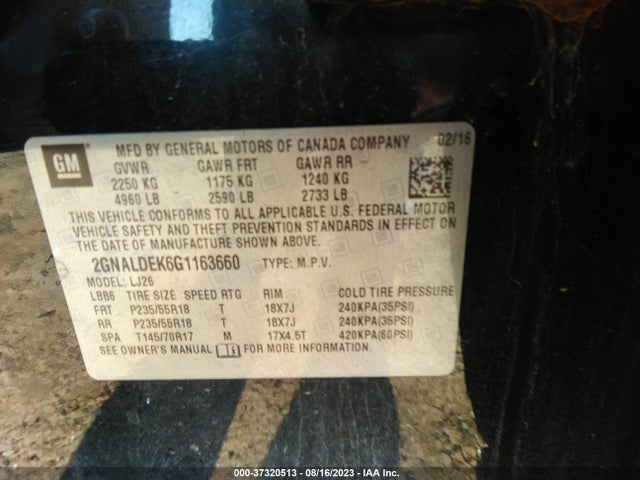 Chevrolet Equinox Ltz 2016 2GNALDEK6G1163660 Image 9