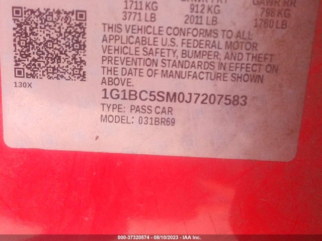 Chevrolet CRUZE LS 2018 1G1BC5SM0J7207583 Image 9