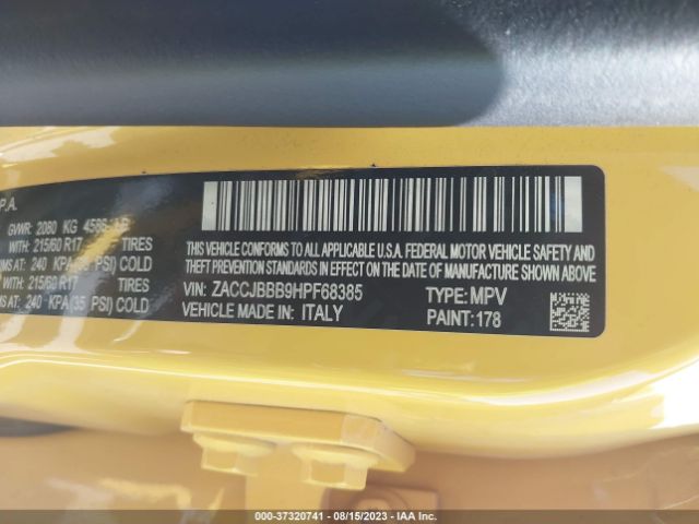 ZACCJBBB9HPF68385 Jeep Renegade Latitude