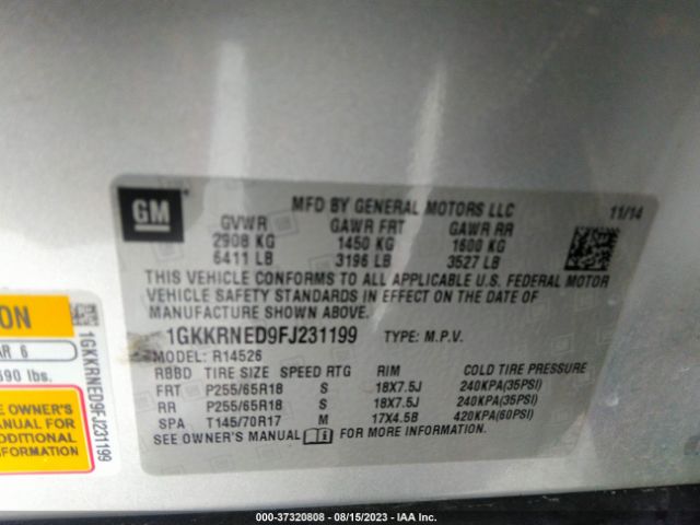 1GKKRNED9FJ231199 GMC ACADIA SLE