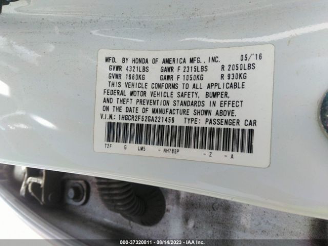1HGCR2F52GA221459 Honda Accord Sedan Sport