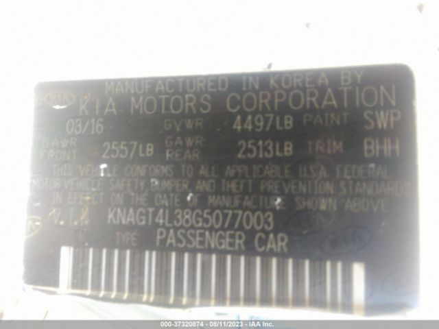 KNAGT4L38G5077003 KIA Optima Lx