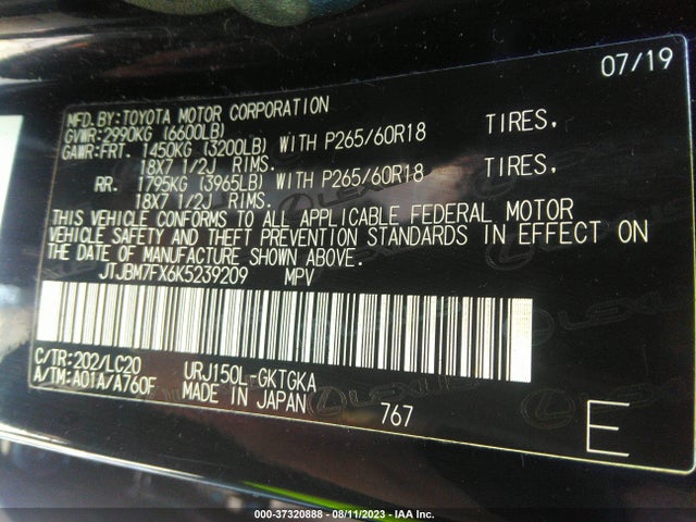JTJBM7FX6K5239209 Lexus Gx Gx 460