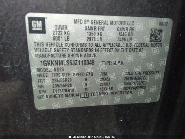 1GKKNMLS6JZ110048 GMC ACADIA SLT