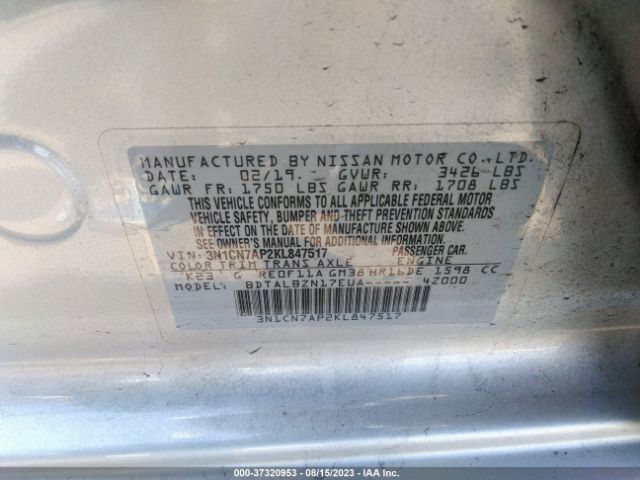 3N1CN7AP2KL847517 Nissan Versa Sedan Sv