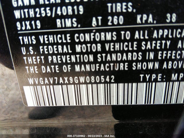 WVGAV7AX9GW080542 Volkswagen Tiguan R-line