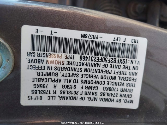 Honda Civic Sedan Lx 2015 19XFB2F50FE231466 Image 15