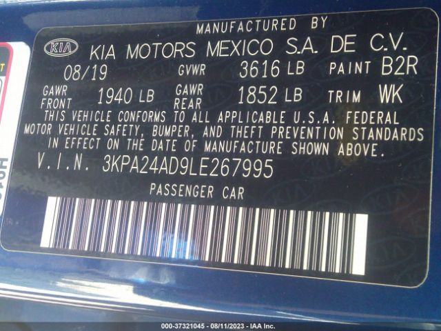 3KPA24AD9LE267995 KIA RIO S