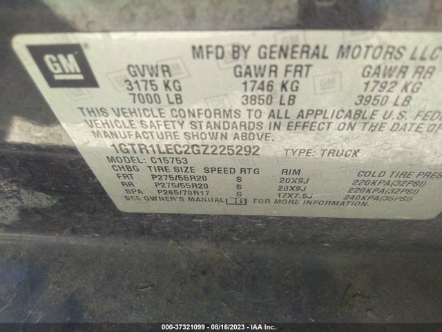1GTR1LEC2GZ225292 GMC SIERRA 1500