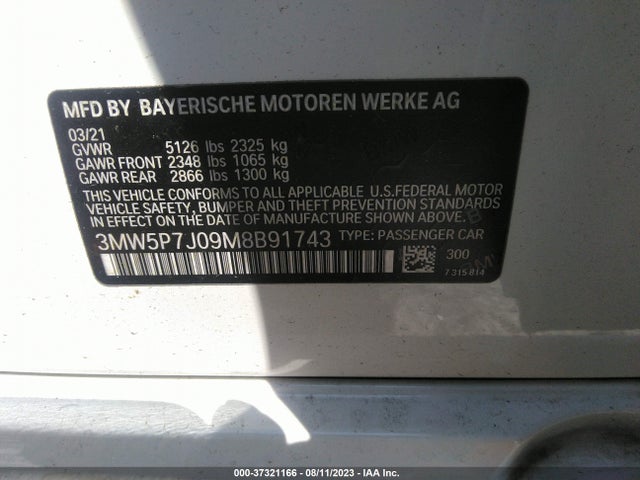 BMW 3 Series 330e 2021 аукцион фото
