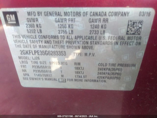 2GKFLPE35G6283353 GMC Terrain Slt