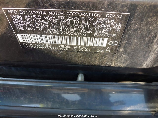 2010 LEXUS IS 250 VIN: JTHCF5C29A5040862