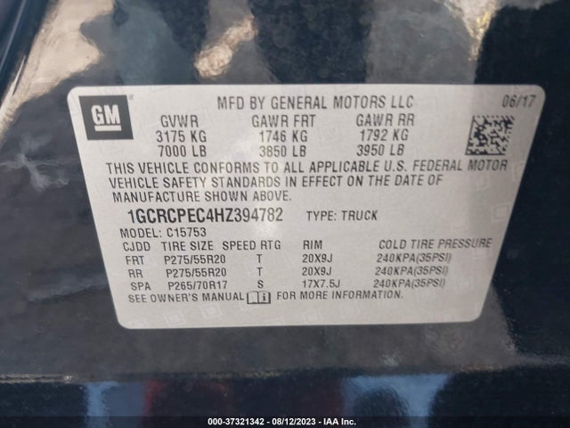 Chevrolet Silverado 1500 Custom 2017 1GCRCPEC4HZ394782 Image 9