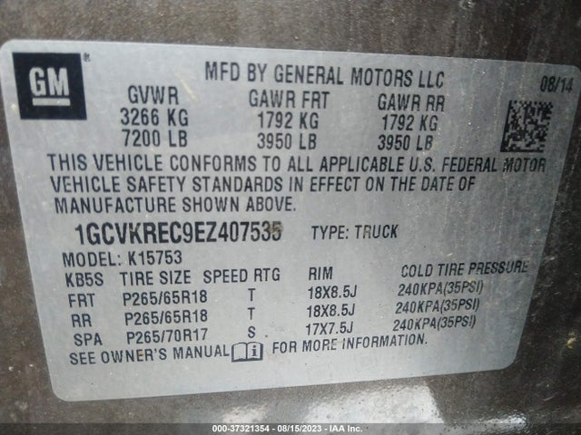 Chevrolet Silverado 1500 Lt 2014 1GCVKREC9EZ407535 Image 9