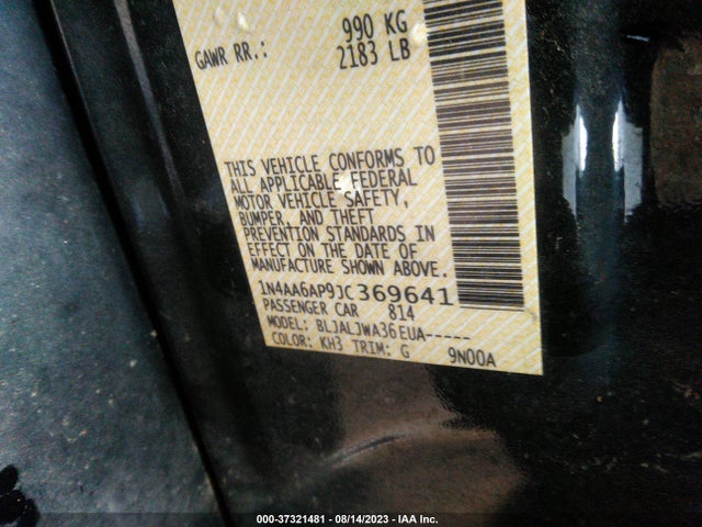 2018 NISSAN MAXIMA SV VIN: 1N4AA6AP9JC369641