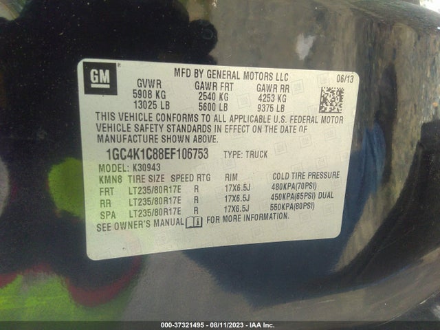 37321495 :رقم المزاد ، 1GC4K1C88EF106753 vin ، 2014 Chevrolet Silverado 3500hd Ltz مزاد بيع