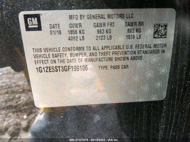 Chevrolet MALIBU LT 2016 1G1ZE5ST3GF199106 Image 9
