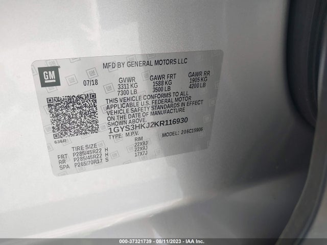 1GYS3HKJ2KR116930 Cadillac Escalade Esv Luxury