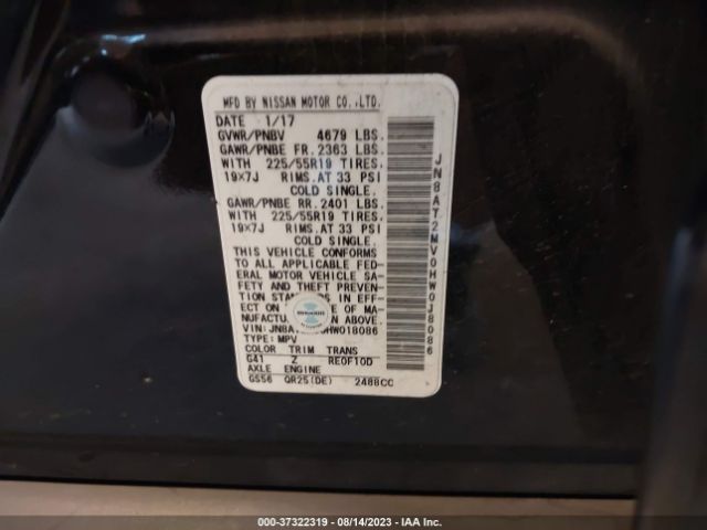 JN8AT2MV0HW018086 Nissan Rogue Sl