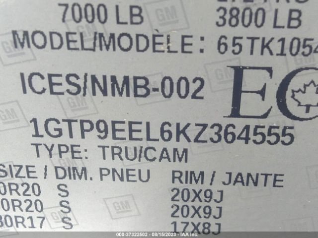 1GTP9EEL6KZ364555 GMC Sierra 1500 At4