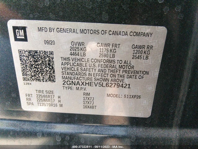 Chevrolet EQUINOX LS 2020 2GNAXHEV5L6279421 Image 16