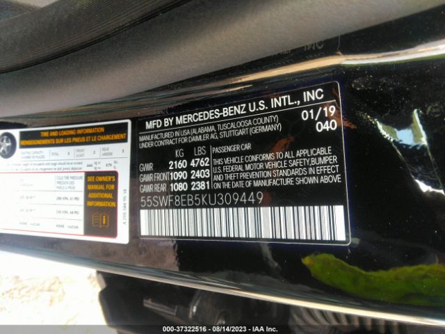 2019 MERCEDES-BENZ C-CLASS 55SWF8EB5KU309449 Photo 8