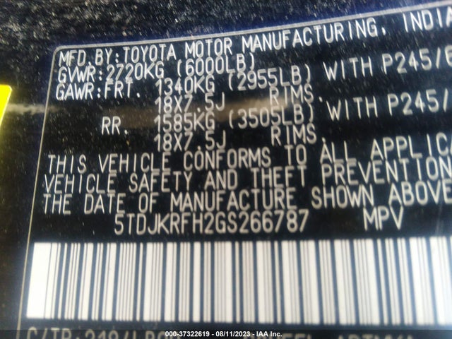 Toyota Highlander Xle 2016 5TDJKRFH2GS266787 Image 15