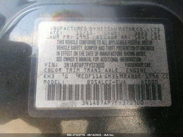 Nissan SENTRA S 2015 3N1AB7AP7FY373900 Image 9
