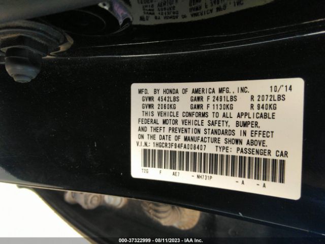 1HGCR3F94FA008407 Honda Accord Sedan Touring