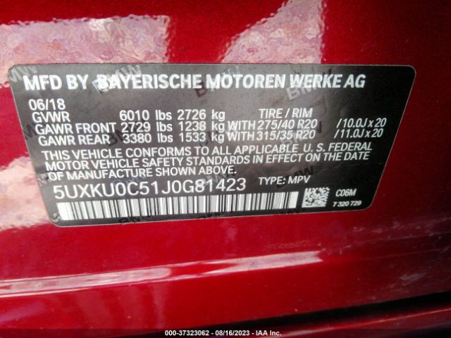 5UXKU0C51J0G81423 BMW X6 Sdrive35i
