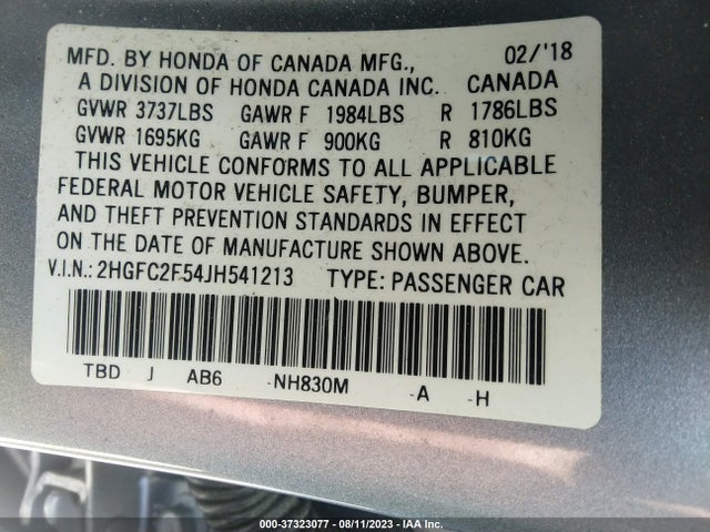 Honda Civic Sedan Lx 2018 2HGFC2F54JH541213 Image 9