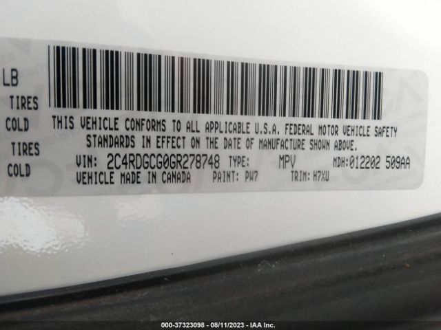 2C4RDGCG0GR278748 Dodge Grand Caravan Sxt