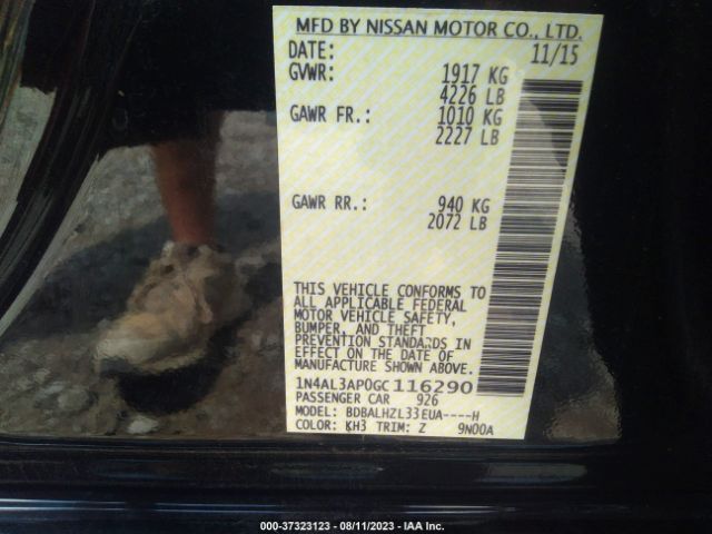 1N4AL3AP0GC116290 Nissan Altima 2.5 Sr