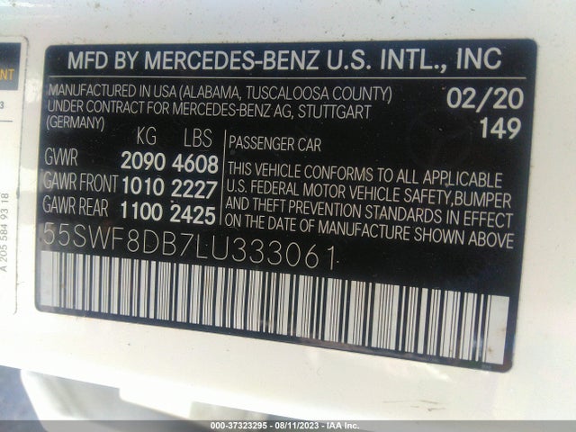 55SWF8DB7LU333061 Mercedes-Benz C-class C 300