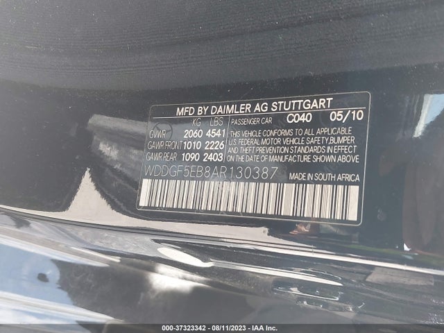 2010 MERCEDES-BENZ C-CLASS C 300 VIN: WDDGF5EB8AR130387