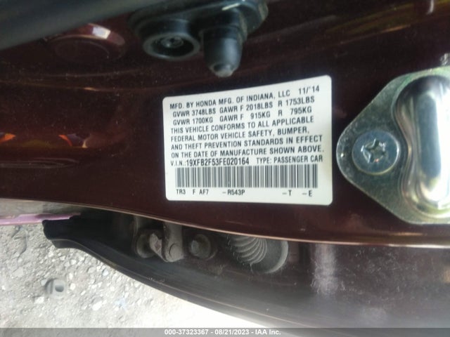 Honda Civic Sedan Lx 2015 19XFB2F53FE020164 Image 9