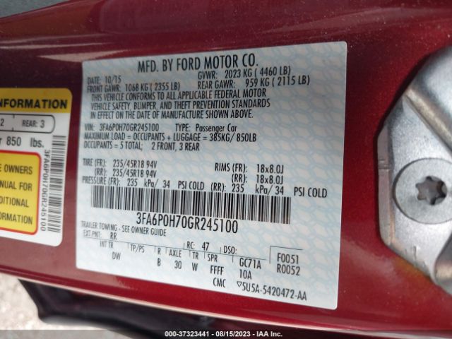 3FA6P0H70GR245100 Ford FUSION SE