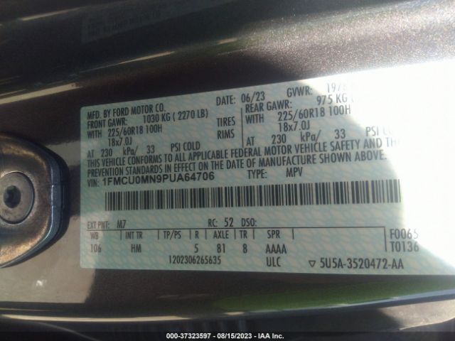 1FMCU0MN9PUA64706 Ford Escape St-line