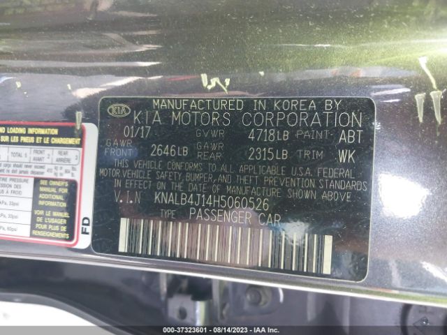 KNALB4J14H5060526 KIA Cadenza Premium